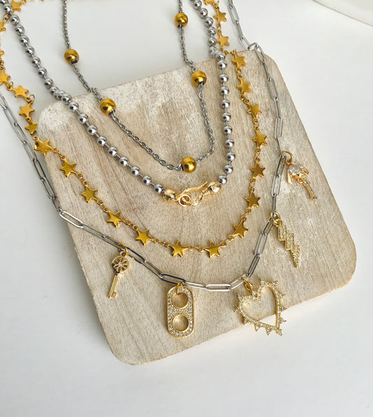 Gold and silver necklaces